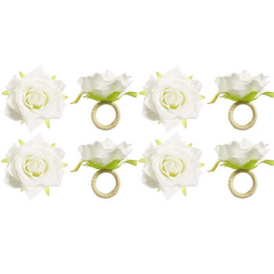 Lilledega käsitööna valmistatud salvrätikusõrmuste komplekt 8, käsitöö viinapuu disainiga salvrätikuhoidja sõrmused lauakaunistused pulmadeks, banketiks