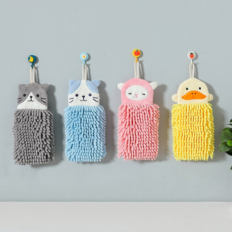 Αρχική Σελίδα Chenille Πετσέτα χεριών Χαριτωμένη γελοιογραφία με απαλή αφή και γρήγορο στέγνωμα μπάλα χεριού Super απορροφητικό γρήγορο στέγνωμα μικροϊνών Gadget με κορδόνι