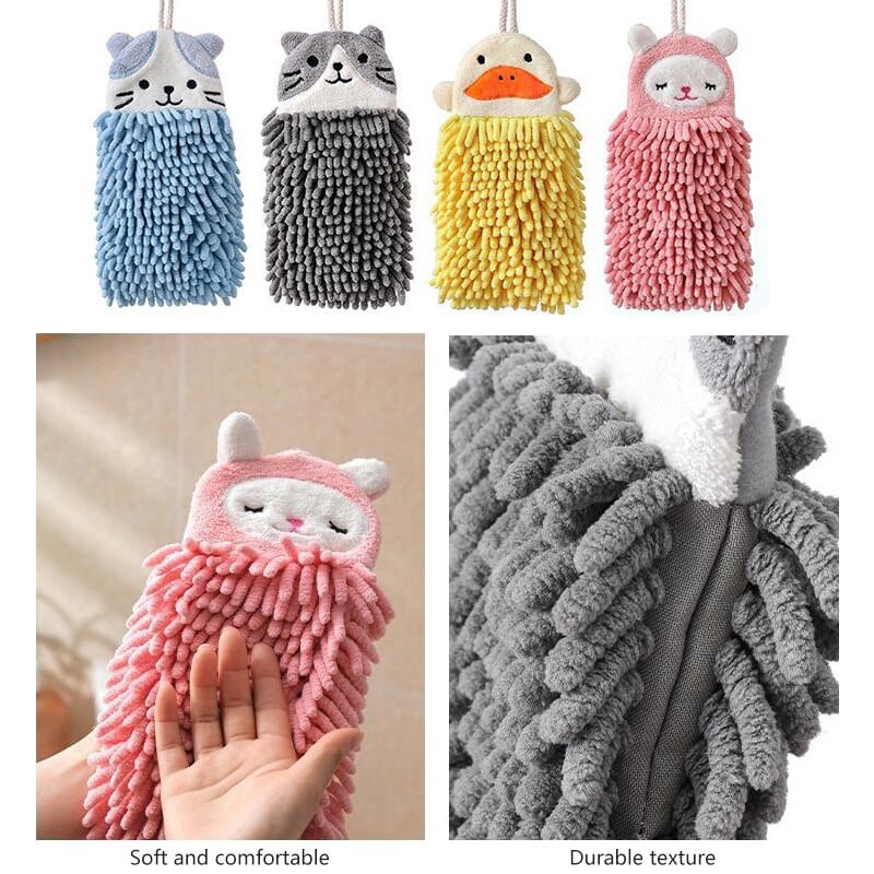 Αρχική Σελίδα Chenille Πετσέτα χεριών Χαριτωμένη γελοιογραφία με απαλή αφή και γρήγορο στέγνωμα μπάλα χεριού Super απορροφητικό γρήγορο στέγνωμα μικροϊνών Gadget με κορδόνι