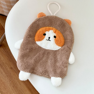 Γρήγορη ξήρανση μαλακή απορροφητική πετσέτες από φλις κοραλλιών Χαριτωμένα κινούμενα σχέδια Πετσέτες χεριών Κουζίνας Μπάνιου Πετσέτες χεριών Κρεμαστές θηλιές Πανί καθαρισμού