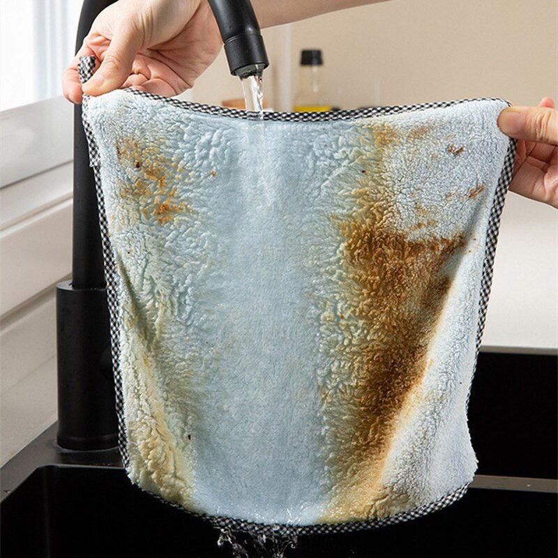 3PCS Upijajući kuhinjski ručnici Mekane dvoslojne čiste krpe Neljepljive ubruse za ulje Posuđe Kućni ručnik od mikrofibre za brisanje