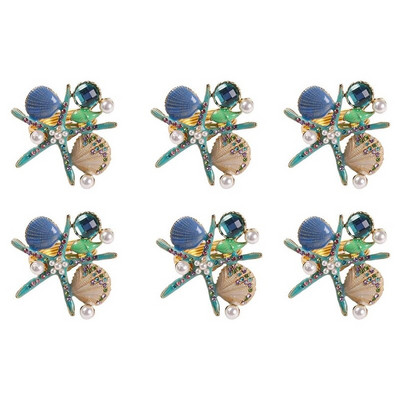 6 tk meritähe salvrätikurõngad, pärlikivist kivist ookeani ranniku mereäärsed salvrätikurõngaste hoidjad salvrätikulukk peo jaoks