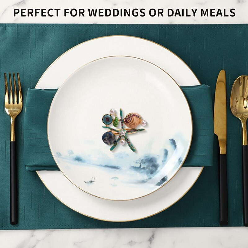 6 tk meritähe salvrätikurõngad, pärlikivist kivist ookeani ranniku mereäärsed salvrätikurõngaste hoidjad salvrätikulukk peo jaoks