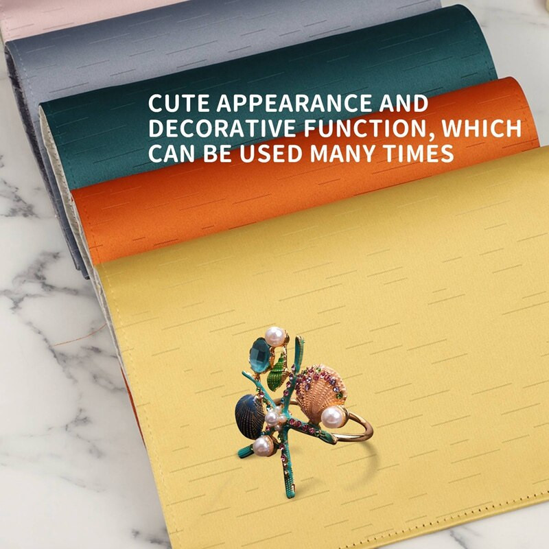 6 tk meritähe salvrätikurõngad, pärlikivist kivist ookeani ranniku mereäärsed salvrätikurõngaste hoidjad salvrätikulukk peo jaoks