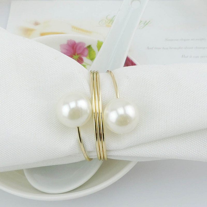 12 tükki Salvrätiku metallist pärliga sõrmus Söögitoa moekaunistustseremoonia Kaasaskantavad korduvkasutatavate salvrätikute hoidik Hõbedane