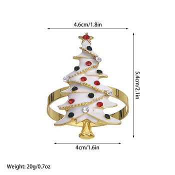 6 бр./компл. Луксозни бели пръстени за салфетки за коледно дърво Държачи за салфетки за коледно парти Декорация на маса 2023 г. Нова година Катарами за домашни салфетки