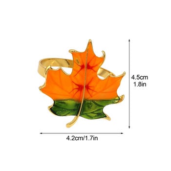 6 бр. Пръстени за салфетки от кленов лист за Деня на благодарността Декорация на масата за вечеря Метална катарама за салфетки Поставка за салфетки Коледни орнаменти