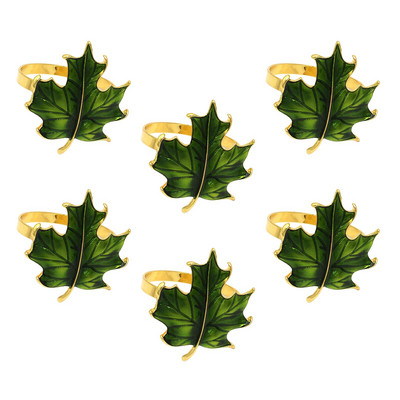 6 τμχ Δαχτυλίδια από φύλλα σφενδάμου για την Ημέρα των Ευχαριστιών Διακόσμηση τραπεζιού Μεταλλική πετσέτα Θήκη για χαρτοπετσέτα Χριστουγεννιάτικα στολίδια