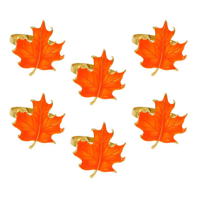 6 τμχ Δαχτυλίδια από φύλλα σφενδάμου για την Ημέρα των Ευχαριστιών Διακόσμηση τραπεζιού Μεταλλική πετσέτα Θήκη για χαρτοπετσέτα Χριστουγεννιάτικα στολίδια