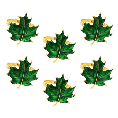 6 τμχ Δαχτυλίδια από φύλλα σφενδάμου για την Ημέρα των Ευχαριστιών Διακόσμηση τραπεζιού Μεταλλική πετσέτα Θήκη για χαρτοπετσέτα Χριστουγεννιάτικα στολίδια