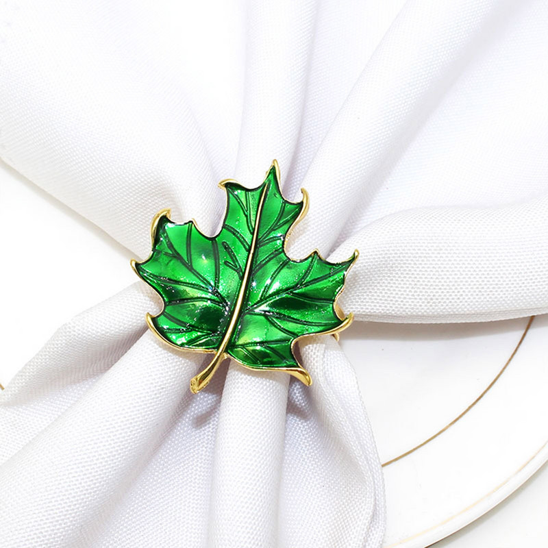 6 τμχ Δαχτυλίδια από φύλλα σφενδάμου για την Ημέρα των Ευχαριστιών Διακόσμηση τραπεζιού Μεταλλική πετσέτα Θήκη για χαρτοπετσέτα Χριστουγεννιάτικα στολίδια