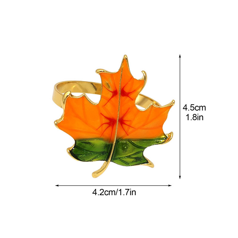 6 τμχ Δαχτυλίδια από φύλλα σφενδάμου για την Ημέρα των Ευχαριστιών Διακόσμηση τραπεζιού Μεταλλική πετσέτα Θήκη για χαρτοπετσέτα Χριστουγεννιάτικα στολίδια