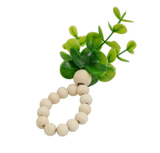 Δαχτυλίδια χαρτοπετσέτας σε σχήμα λουλουδιού 1 τεμάχια Χειροποίητες Ξύλινες χάντρες Διακόσμηση σπιτιού Faux Πράσινο Θήκες Χαρτοπετσέτας Για Γαμήλια ΔιακόσμησηZC659