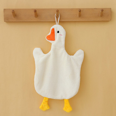 Χαριτωμένη πετσέτα χήνας για μπάνιο κουζίνας παχύρρευστη κοραλί βελούδο για το σπίτι Άνετο παιδικό μαντηλάκι με μικροΐνες κέντημα μαντηλιού