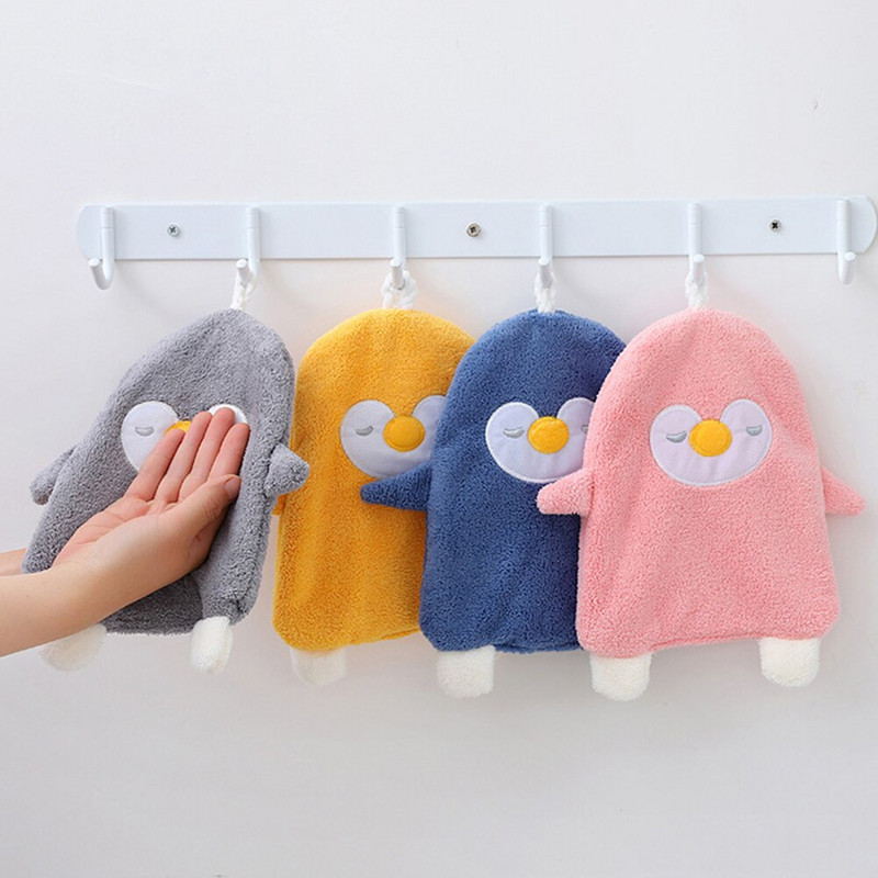 Χαριτωμένη πετσέτα χήνας για μπάνιο κουζίνας παχύρρευστη κοραλί βελούδο για το σπίτι Άνετο παιδικό μαντηλάκι με μικροΐνες κέντημα μαντηλιού