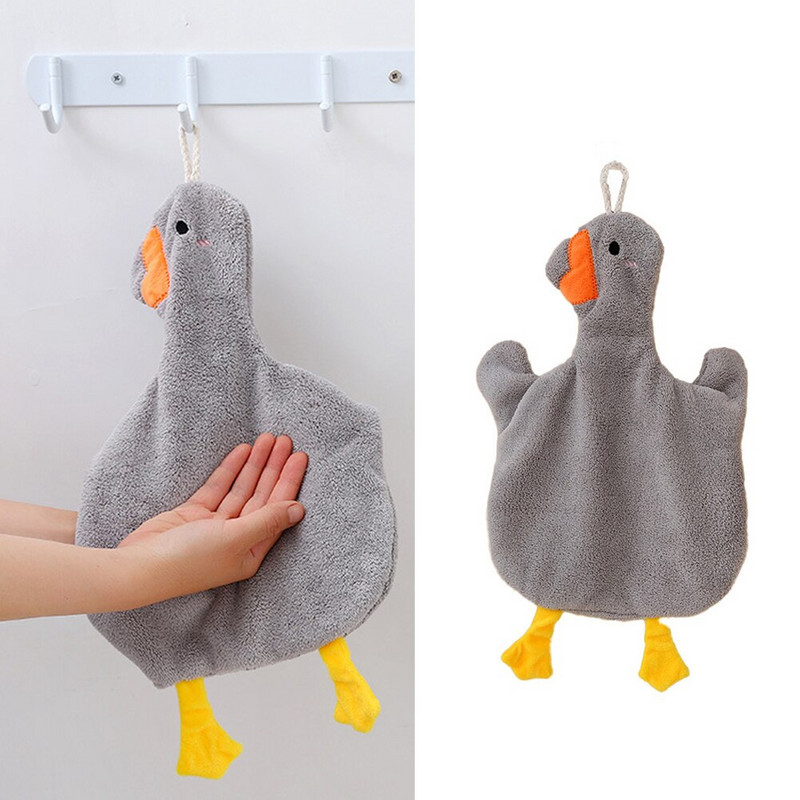 Χαριτωμένη πετσέτα χήνας για μπάνιο κουζίνας παχύρρευστη κοραλί βελούδο για το σπίτι Άνετο παιδικό μαντηλάκι με μικροΐνες κέντημα μαντηλιού