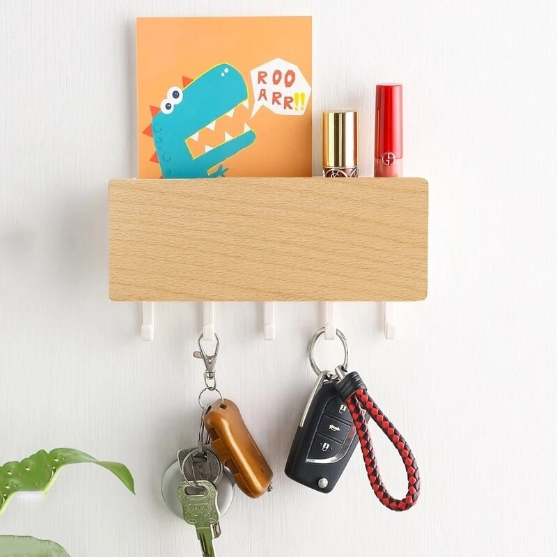 Daugiafunkcis buitinis kabliukas Pakabinamas ant sienos medinės dekoratyvinės lentynos įvairios daiktų laikymo dėžutės organizatorius raktų kabykla, sausas gėlių laikiklis Amatai