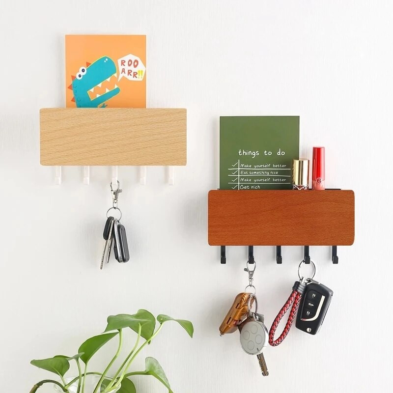 Daugiafunkcis buitinis kabliukas Pakabinamas ant sienos medinės dekoratyvinės lentynos įvairios daiktų laikymo dėžutės organizatorius raktų kabykla, sausas gėlių laikiklis Amatai