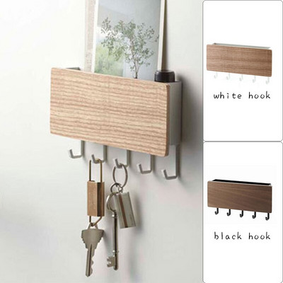 Door Hanging Hook Wooden Decorative Wall Shelf Sundries Storage Box Prateleira Hanger Organizer Key Rack Multifunction Holder