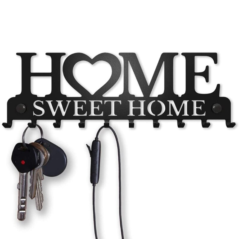 Naujas metalinių kabliukų laikiklis Prie sienos tvirtinamas raktų kabliukas, drabužių kabykla, paltų kabykla Nemokama lentyna rankšluosčių kabliukas dekoravimo kabliukai namų organizatorius