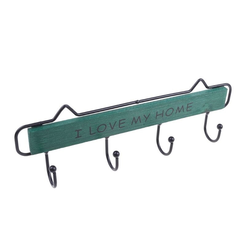 Sieninė drabužių kabykla, 4 kabliukai, skrybėlių raktų laikiklis skalbinių paltų kabykla Pakabinama laikymo lentyna namams