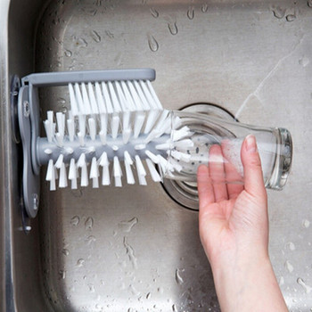 Βούρτσα καθαρισμού μπουκαλιού νερού νεροχύτη Βούρτσα γυάλινου ποτηριού Κύπελλο κούπες Καθαριστικό Ισχυρή αναρρόφηση Lazy Clean Brush Cup Glass Bar Εργαλεία κουζίνας