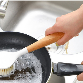 Βούρτσα καθαρισμού κουζίνας Φυσική λαβή από μπαμπού και τρίχες σιζάλ για τρίψιμο πιάτων από χυτοσίδηρο Κατσαρόλες Τηγάνια Βούρτσα κατσαρόλας