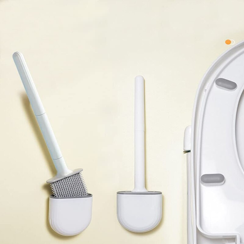 Mini WC-hari koos hoidikuga Pika käepidemega mustast silikoonist WC-pesuhari Seinale paigaldatav wc-tualett-vannitoa tarvikud