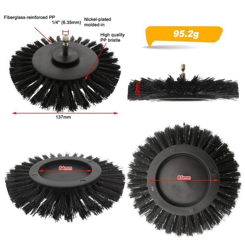 Ηλεκτρική βούρτσα πλυντηρίου Drill Gap Βούρτσα με 1/4" Στέλεχος για μπάνιο ντους Δέρμα αυτοκινήτου Πλαστικό Ξύλινα Έπιπλα Καθαρισμός