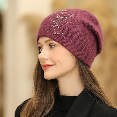 Γυναικείο χειμερινό καπέλο με πέτρες - πολλά χρώματα