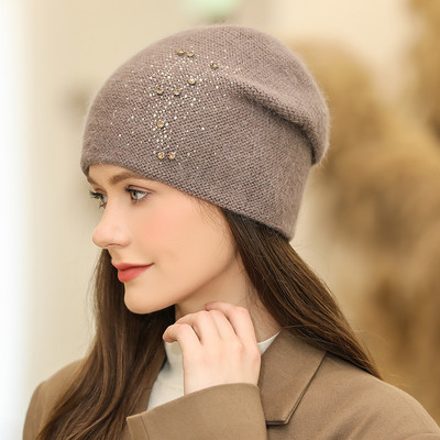 Γυναικείο χειμερινό καπέλο με πέτρες - πολλά χρώματα