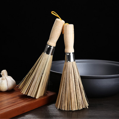 Bambuszkefe edénykefe Természetes hosszú nyelű bambuszkefe Konyhai tisztítókefe Edénykefe edény Otthoni konyhai tisztító eszközök