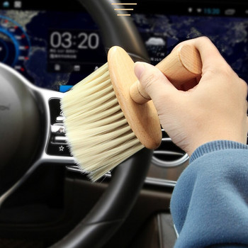 Четка за отстраняване на прах от изхода на въздуха в автомобила Дървена дръжка Четка за почистване с мек косъм Почистване на пролуките на клавиатурата Четка за почистване на прах