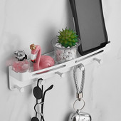 Ράφι ντους Βάση τοίχου Βάση αποθήκευσης με γάντζους για κλειδί Ντους Caddy Αποθηκευτικό χώρο τουαλέτας Οργάνωση αποθήκευσης κουζίνας Χωρίς διάτρηση Y5GB