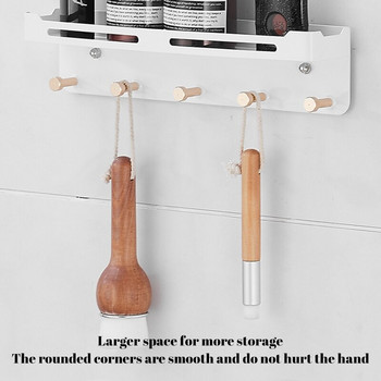 Ράφι ντους Βάση τοίχου Βάση αποθήκευσης με γάντζους για κλειδί Ντους Caddy Αποθηκευτικό χώρο τουαλέτας Οργάνωση αποθήκευσης κουζίνας Χωρίς διάτρηση Y5GB