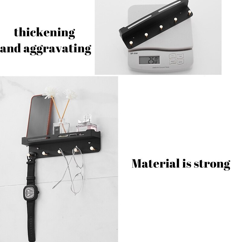 Ράφι ντους Βάση τοίχου Βάση αποθήκευσης με γάντζους για κλειδί Ντους Caddy Αποθηκευτικό χώρο τουαλέτας Οργάνωση αποθήκευσης κουζίνας Χωρίς διάτρηση Y5GB