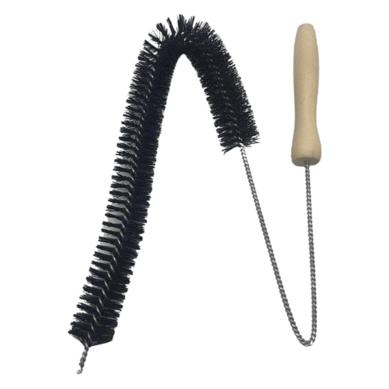 Mâner din lemn Perie lungă de curățare țeavă de apă Instrument de dragă de drenaj Perie de curățare flexibilă Radiator Praf praf de curățare cu păr lung