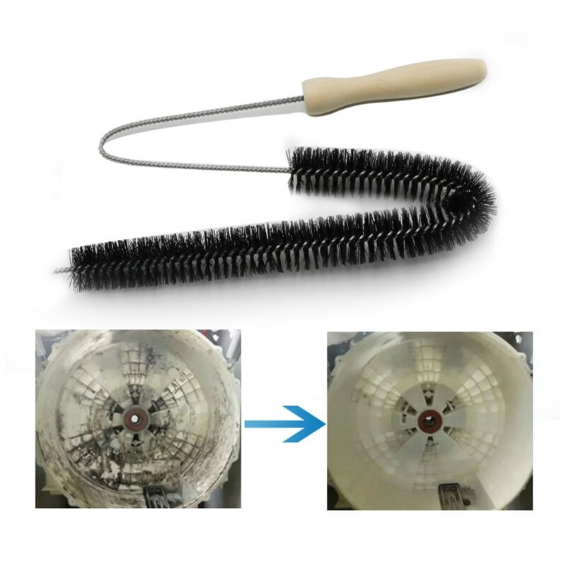 Mâner din lemn Perie lungă de curățare țeavă de apă Instrument de dragă de drenaj Perie de curățare flexibilă Radiator Praf praf de curățare cu păr lung