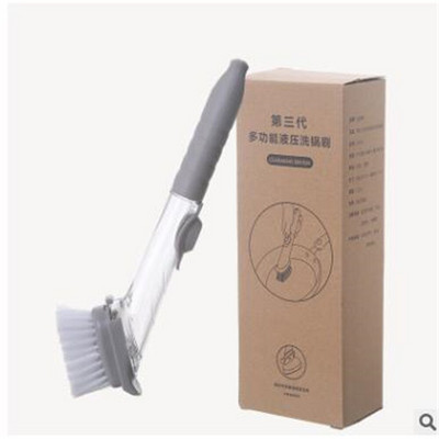 Βούρτσα καθαρισμού κουζίνας Αφαιρούμενη 2 σε 1 κεφαλή σφουγγάρι σαπουνιού δοσομετρητής καθαρισμού πιάτων Εργαλεία πλυσίματος πιάτων Πλαστική βούρτσα σκόνης μακριάς λαβής