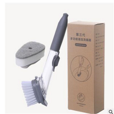 Βούρτσα καθαρισμού κουζίνας Αφαιρούμενη 2 σε 1 κεφαλή σφουγγάρι σαπουνιού δοσομετρητής καθαρισμού πιάτων Εργαλεία πλυσίματος πιάτων Πλαστική βούρτσα σκόνης μακριάς λαβής