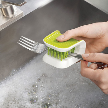 1 бр. U-образна четка за почистване на ножове и прибори за хранене Четки за почистване на домашна кухня Скраб за четина Измиване на кухнята Неплъзгаща се