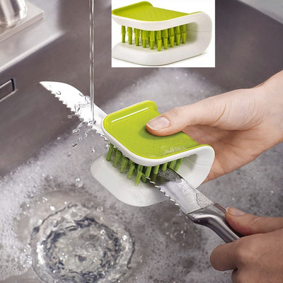 1Pcs U-Shaped  Knife and Cutlery Cleaner Brush Home Kitchen Cleaning Brushes Bristle Scrub Kitchen Washing Non-Slip