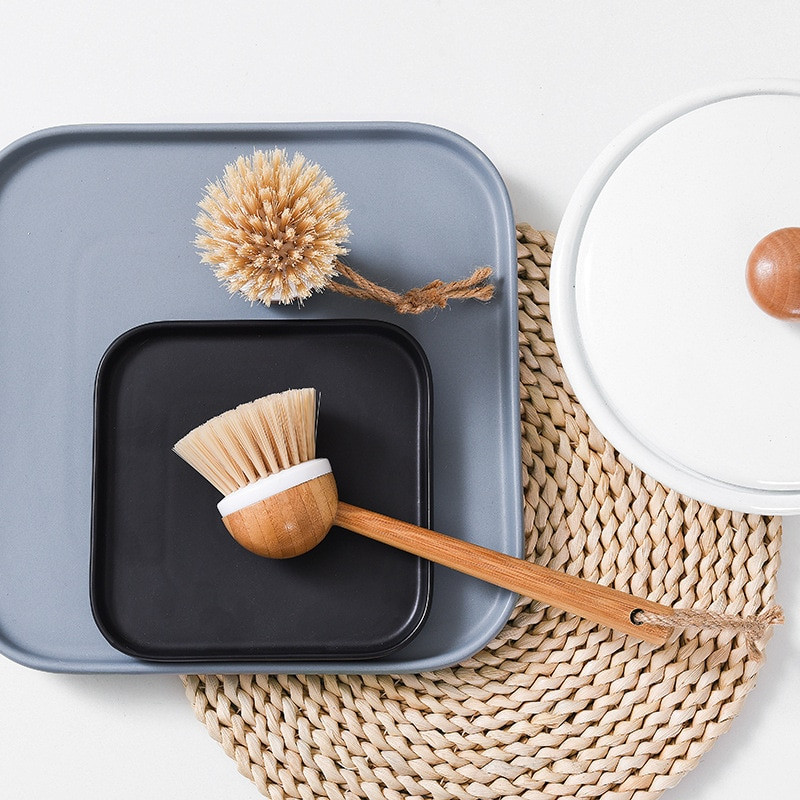 Prirodni bambus, kratka i duga ručka, četka za pranje posuđa, kućanski sudoper, štednjak, alat za čišćenje lako se čisti bez ulja