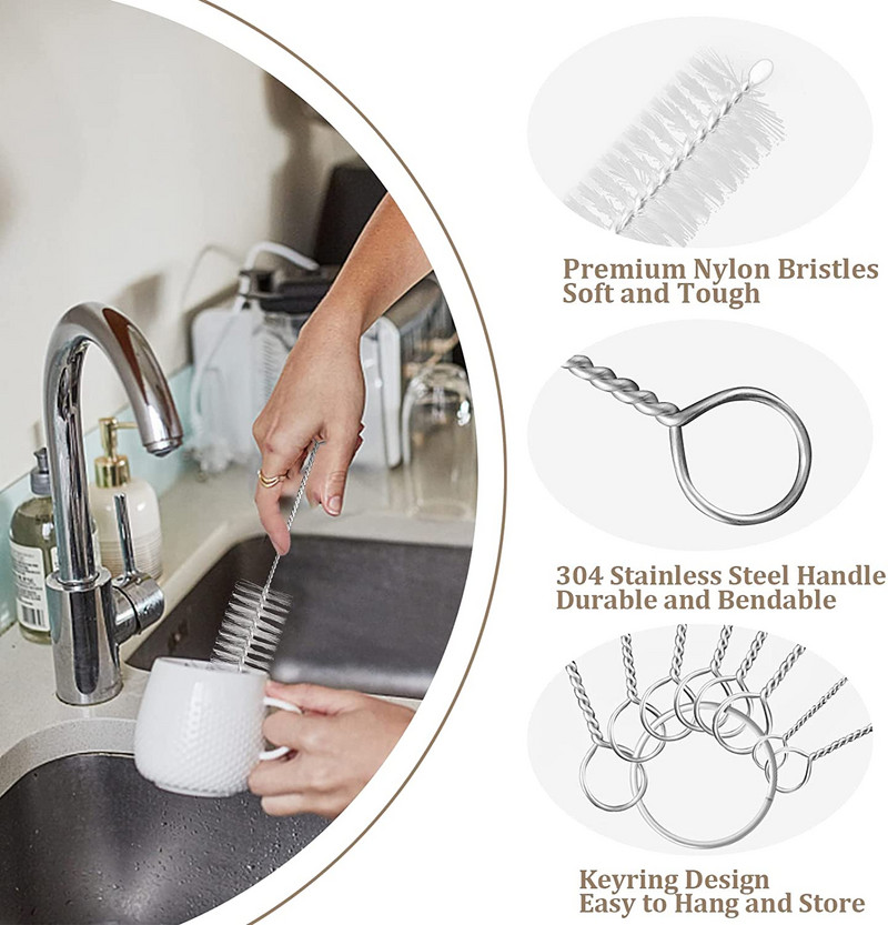 10 tk Torutoruhari Torupuhastusharjad Nailonist harjastega joogikõrte puhastushari veekeetja tila teekannu otsik