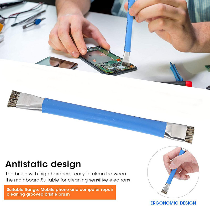 Διπλή κεφαλή Αντιστατική ESD Ασφαλής σκληρή βούρτσα για τηλέφωνο Μητρική πλακέτα Circuit Cleaner Εργαλεία καθαρισμού πληκτρολογίου υπολογιστή