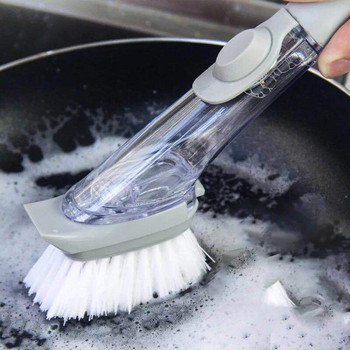 2 σε 1 Βούρτσα Καθαρισμού Κουζίνας Σφουγγάρι Αυτόματος Διανομέας Υγρών Μακρύ Λαβή Σφουγγάρι Πιάτων Καθαριστικό Εργαλεία Οικιακού Καθαρισμού
