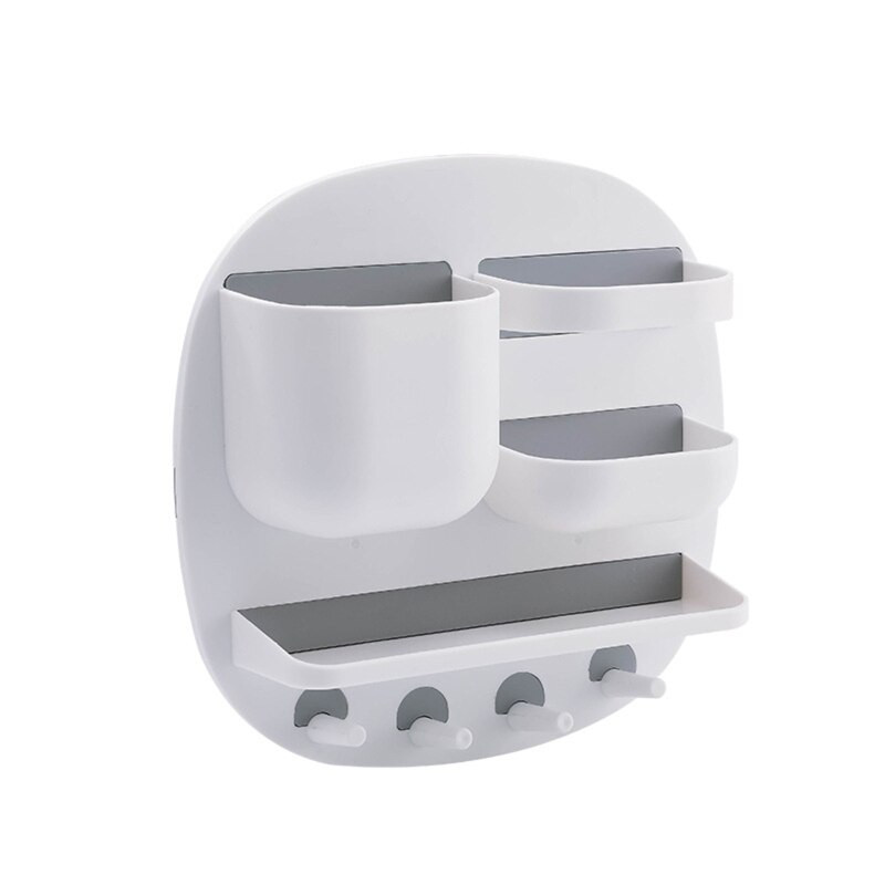 Επιτοίχια διάταξη διαιρέτη ραφιών αποθήκευσης με γάντζους κρεμαστή βάση για οικιακή κουζίνα μπάνιου Βούρτσα μακιγιάζ E7CB