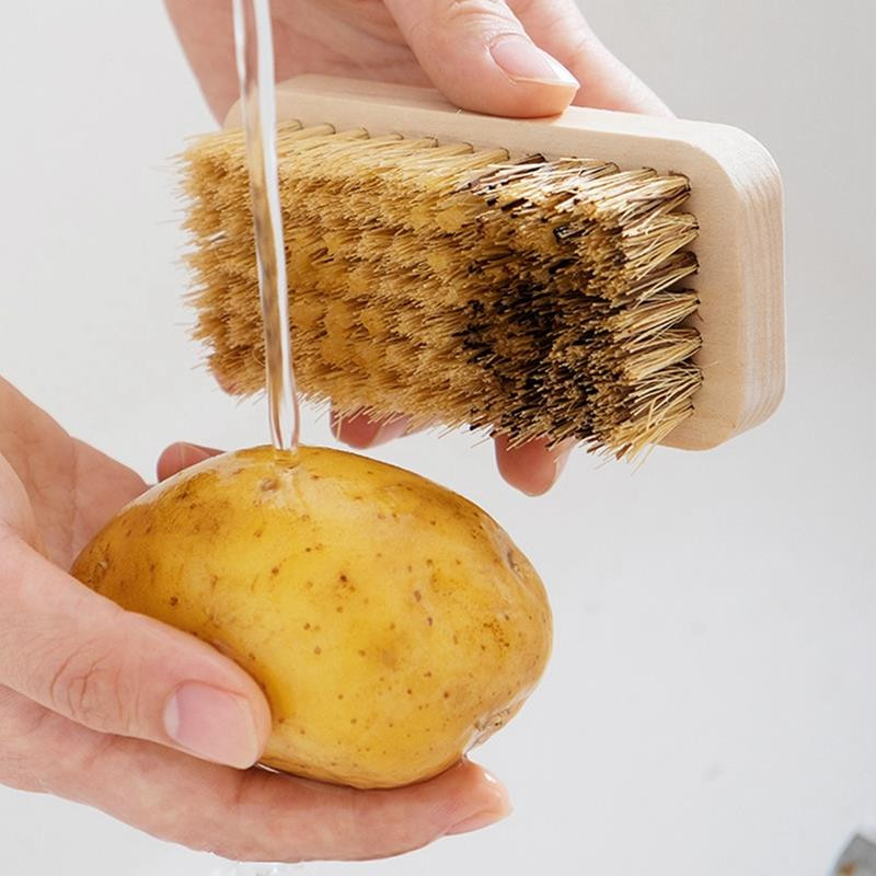 Βούρτσα καθαρισμού λαχανικών Ξύλινη βούρτσα καθαρισμού κουζίνας Βούρτσα φρούτων για πιάτο φαγητού Πολυλειτουργική βούρτσα για φυσικό τρίψιμο κουζίνας