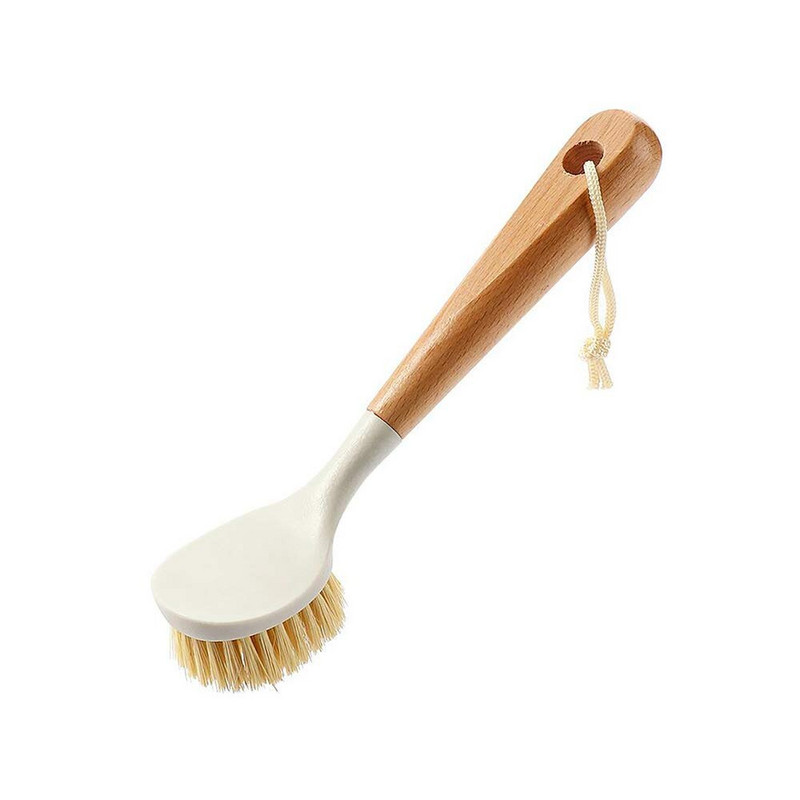 Mâner lung din lemn Perie pentru oală pentru vase Bol de spălat Perie de curățare Practică agățată Ulei antiaderență Instrumente de curățare a bucătăriei