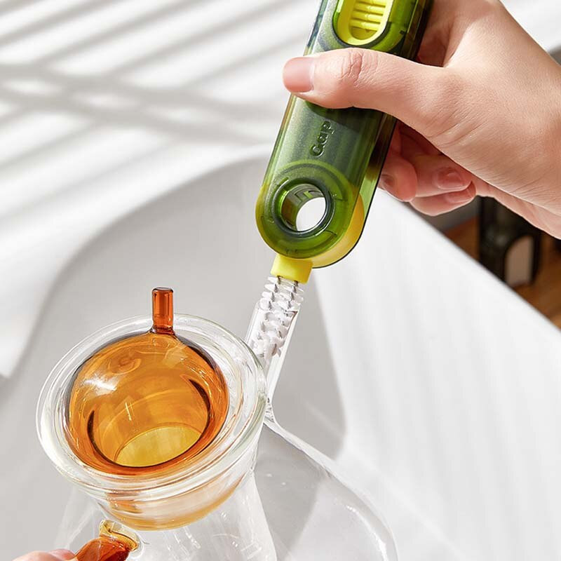 Πολυλειτουργικό καθαριστικό πινέλο για φλιτζάνι σιλικόνης Σετ τσαγιού τροφοδοσίας μπουκαλιών Thermos Cup Mold Groove Gap Περιστροφική οικιακή βούρτσα καθαρισμού